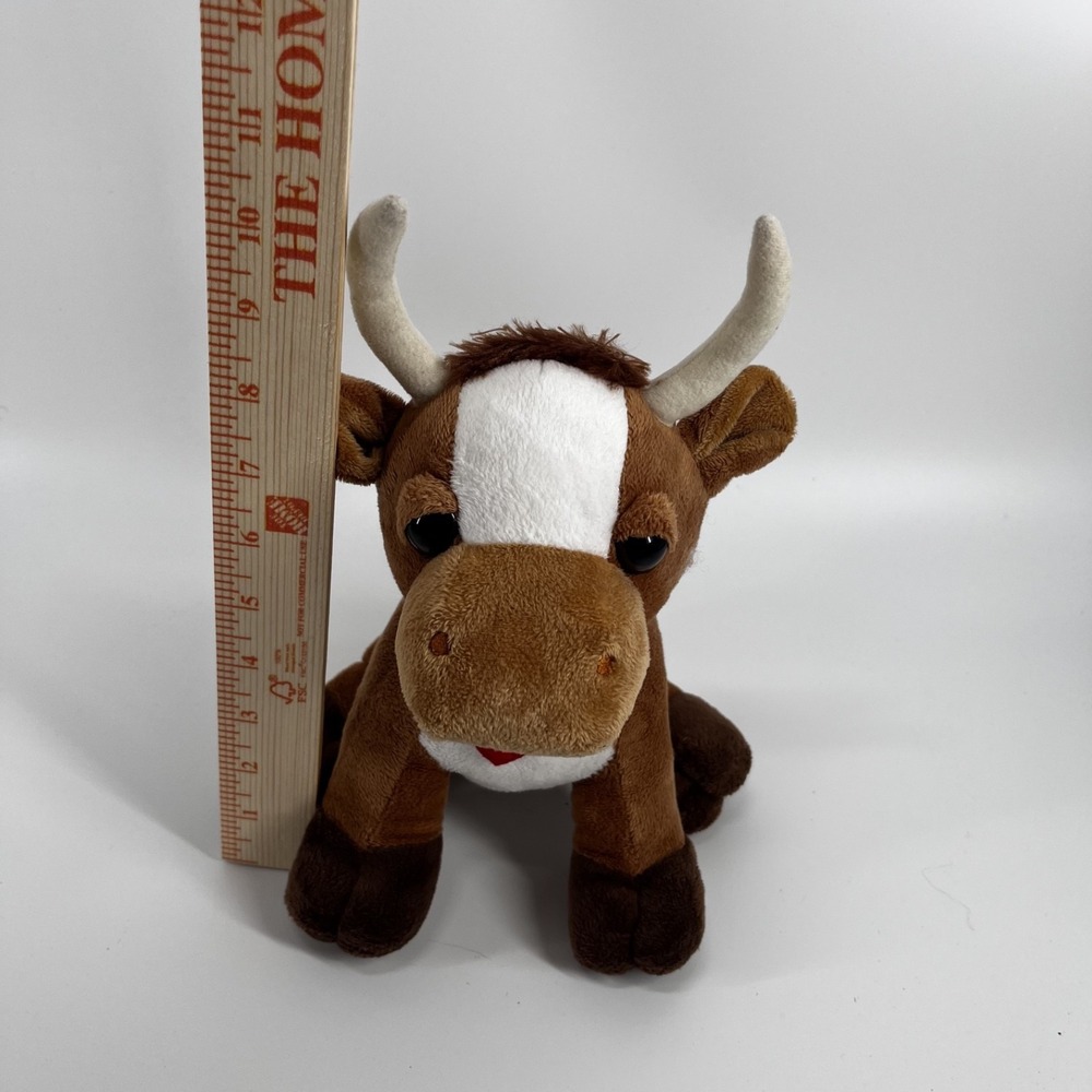Texas Longhorn Bull Plush Stuffed Animal Wearing Neckerchief 10" Weighted Feet - Picture 6 of 6